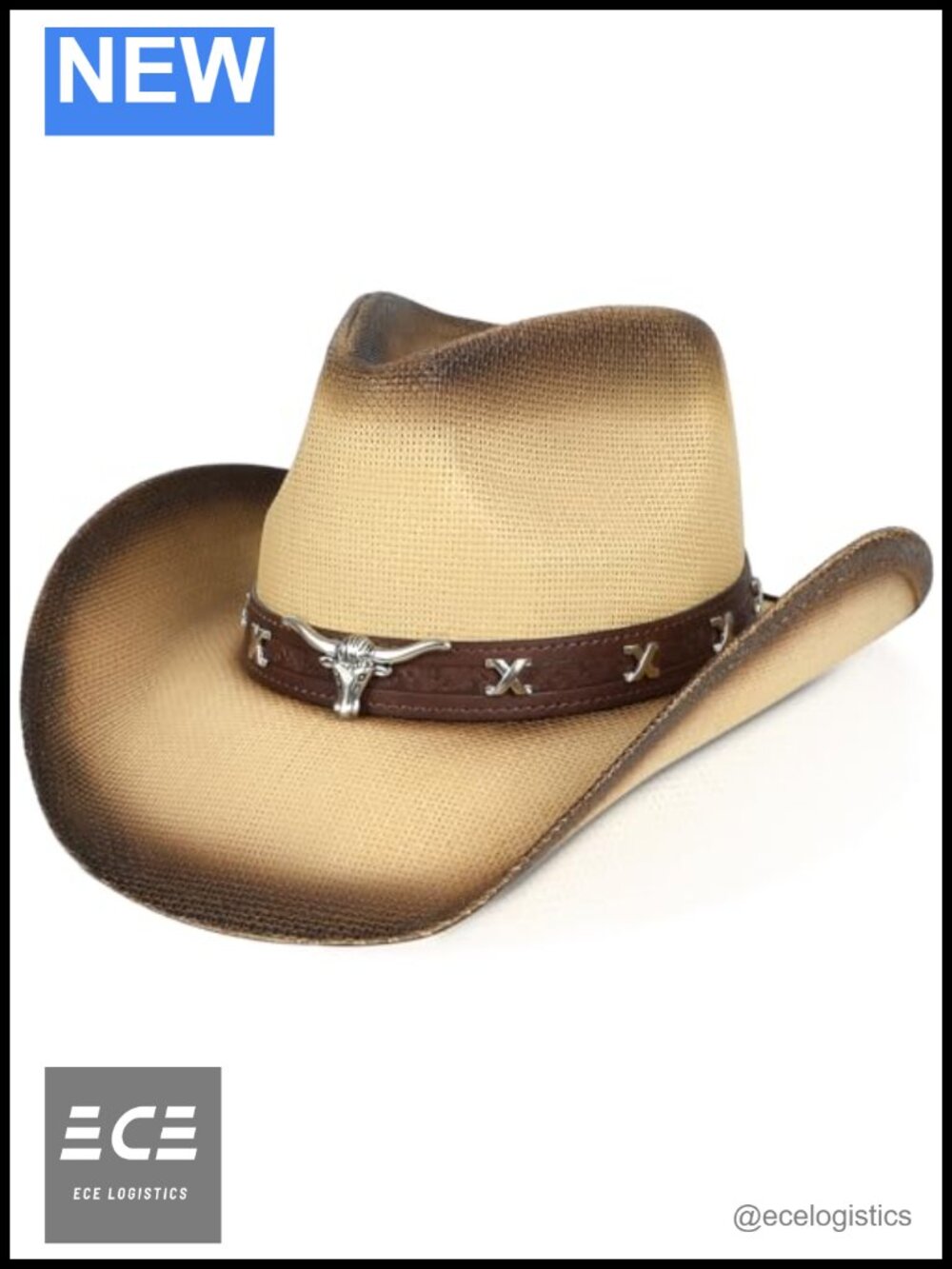 Straw Cowboy Hat Shapeable Wide Brim Western Adjustable Elastic Band